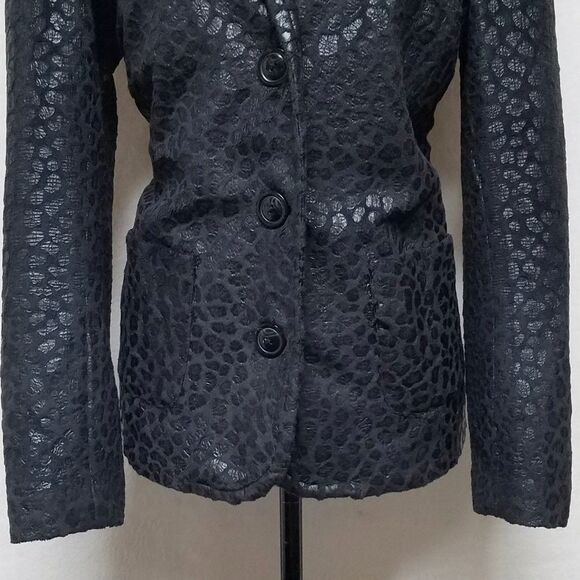 VINTAGE 90s Erin London Black Vegan Leather Jacket - Picture 5 of 11